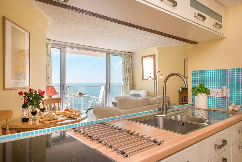 The kitchen has everything you need, including a great view.