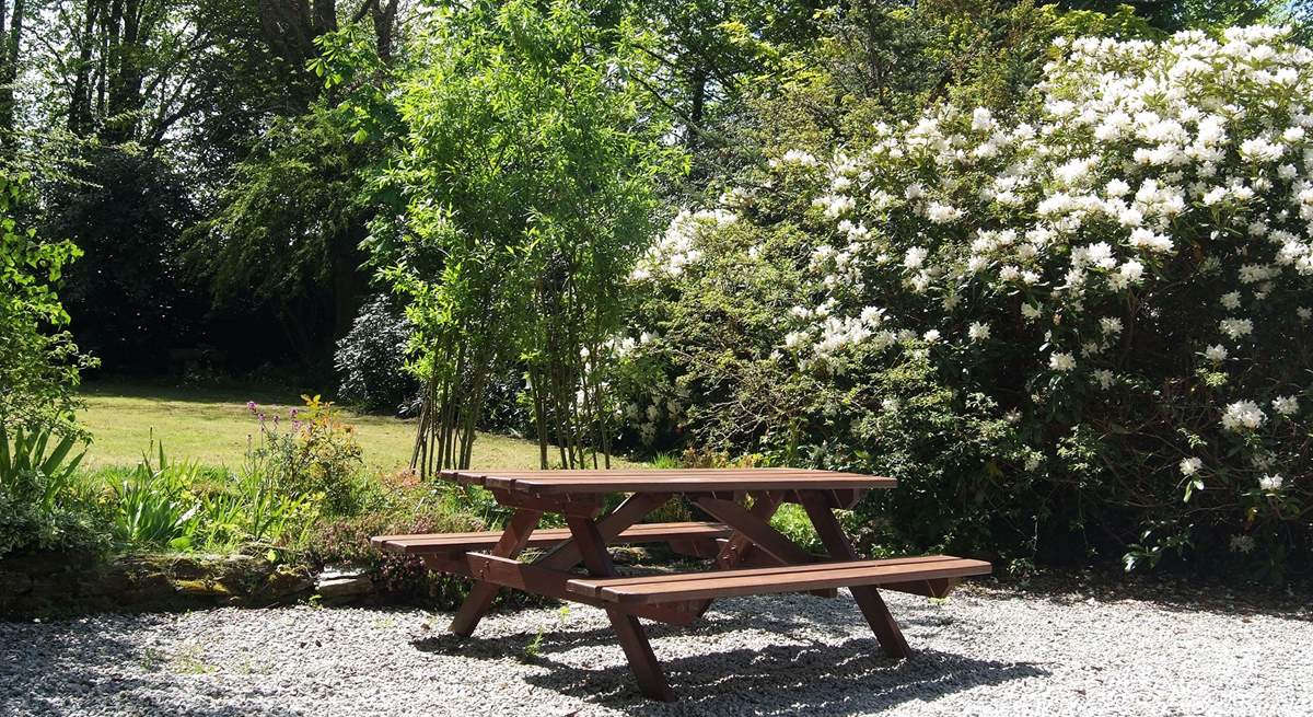 The garden is a lovely place to relax and enjoy meals in the sunshine.