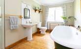 The family bathroom has a fabulous free standing bath and a good size shower.  - Thumbnail Image