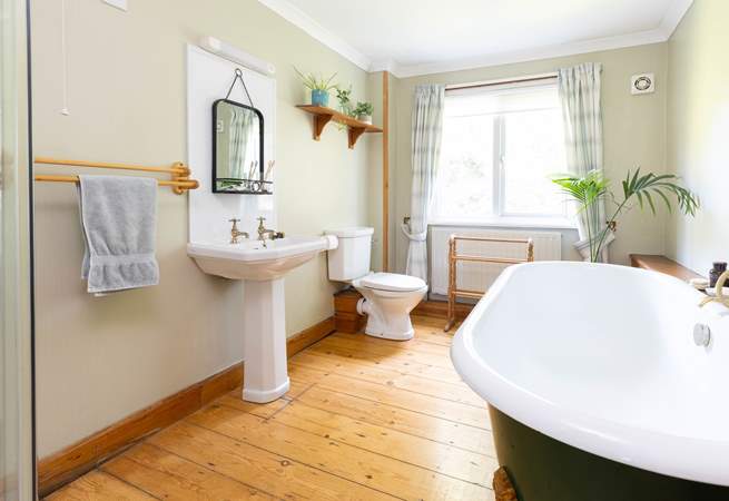 The family bathroom has a fabulous free standing bath and a good size shower. 