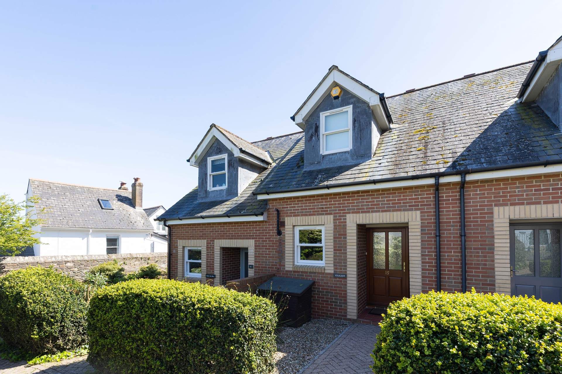 The entrance to Vougeot, part of a small terrace of four properties.