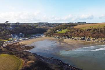 Maenporth beach is stunning any time of year, you can see Maenporth Estate in the left of the photograph.