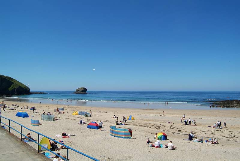 Portreath's fabulous sandy beach, a few minutes away by car, is popular with families in the summer.