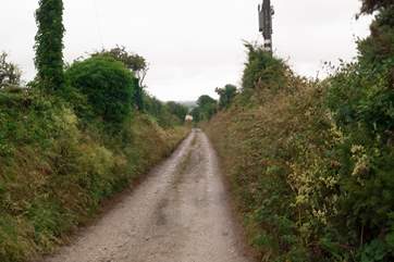 The farm lane down to the cottage, there is a bumpy section on this unmade track so take it slowly.