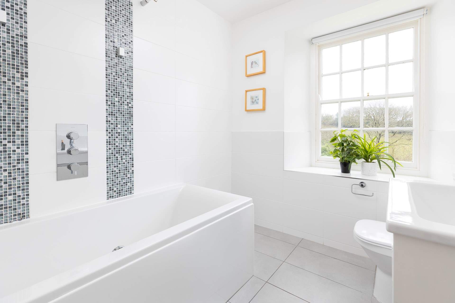 The family bathroom on the first floor, have a long soak watching the clouds pass by. 