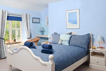 The second double bedroom, again with lovely view of the bay and 'the Mount'.