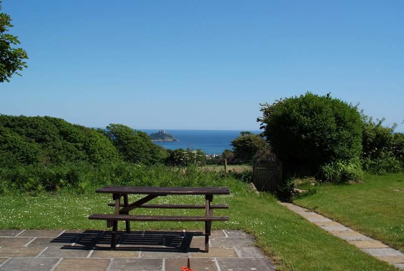 Relax and enjoy the view of St Michael's Mount from the enclosed garden.