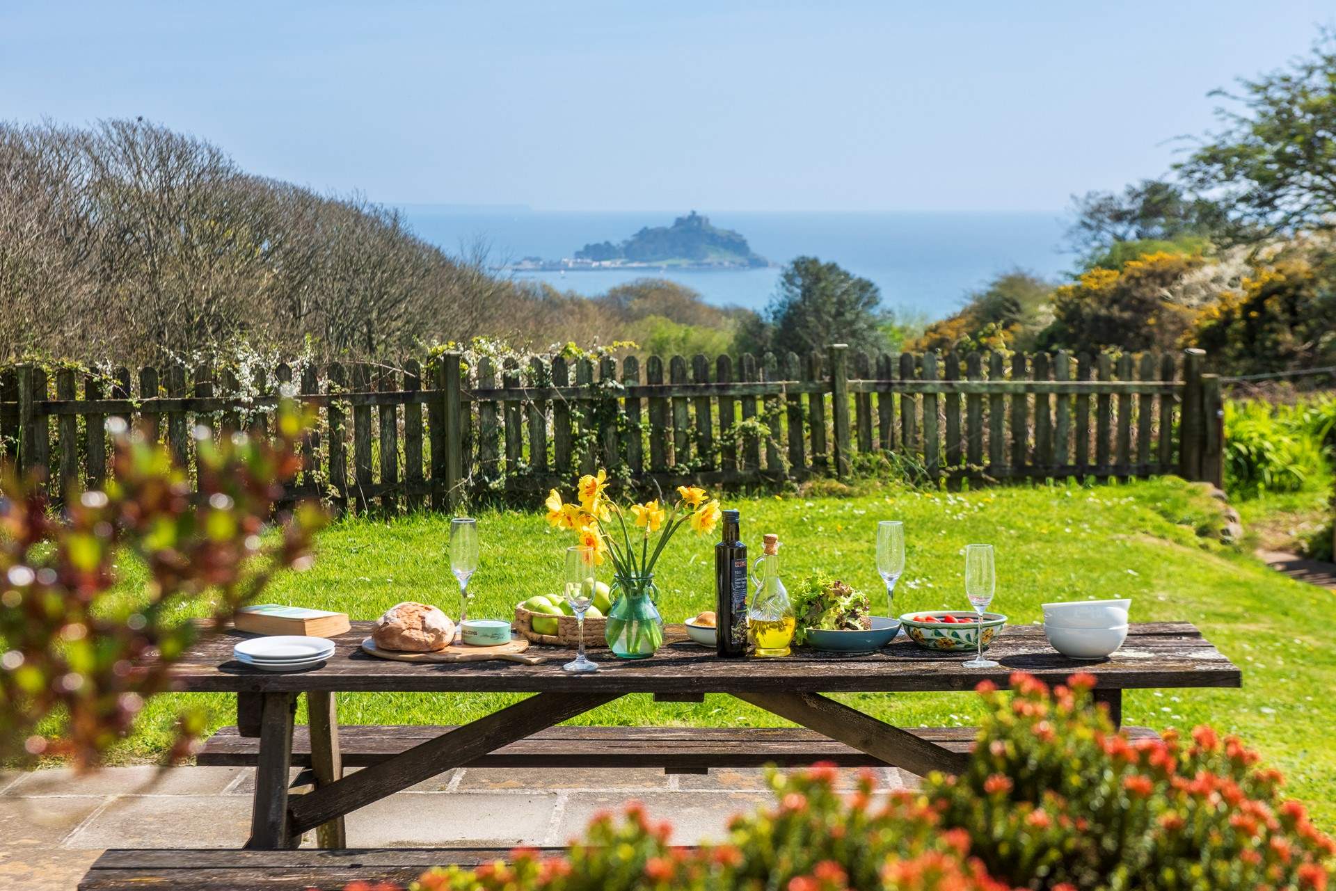 A picture perfect view of St Michael's Mount from the garden.