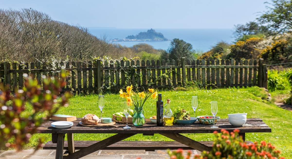A picture perfect view of St Michael's Mount from the garden.