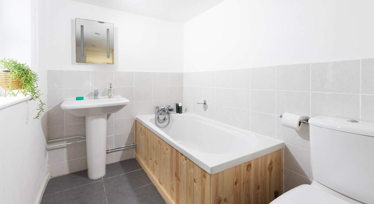 The family bathroom located downstairs.