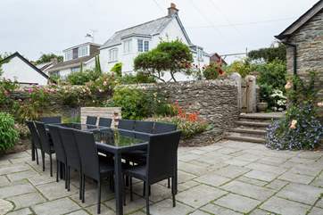 The patio is the perfect spot for al fresco dining.