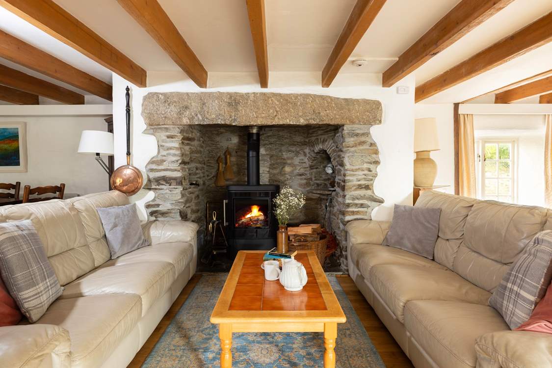 Cosy up together in front of the wood burner.