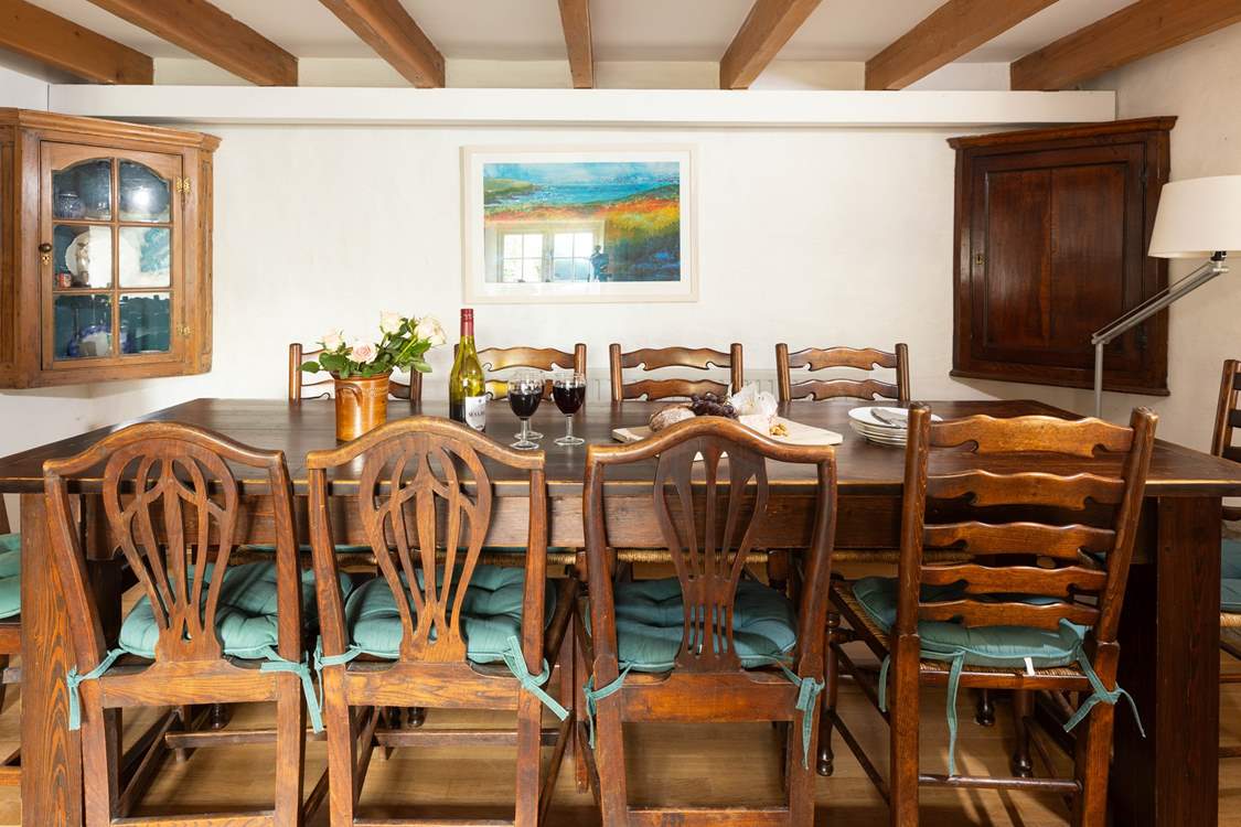 Enjoy a more formal meal around the dining table.