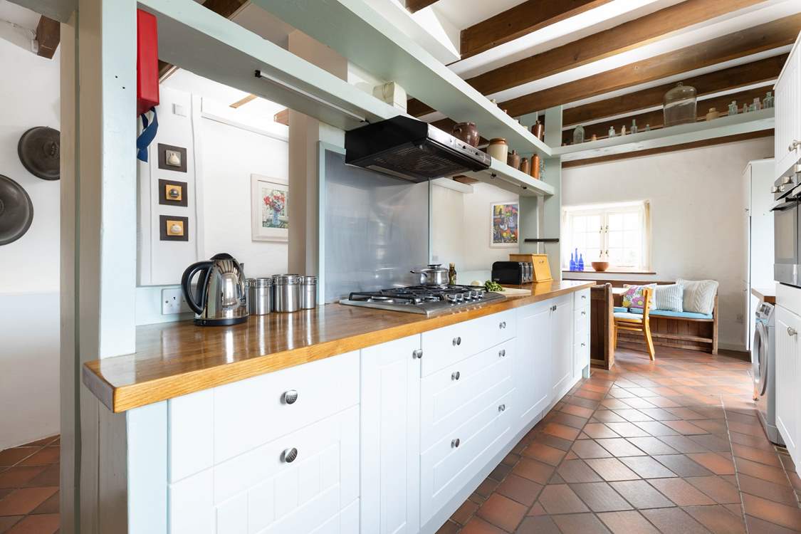 The large kitchen is well equipped.