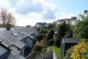Looking down at the terrace from the parking-area.