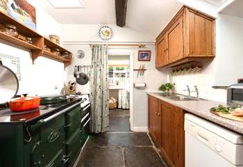 The country kitchen  with original flagstone floors