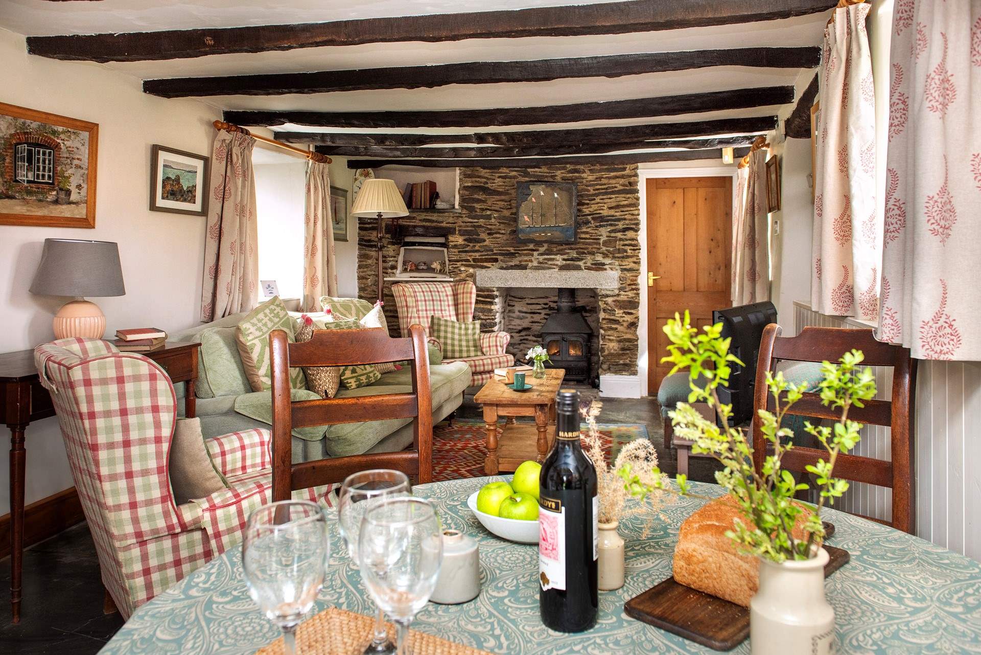 The cottage is quite charming with original features throughout.