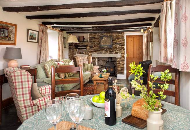 The cottage is quite charming with original features throughout.