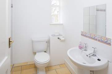 The family shower-room has a large shower to the left.