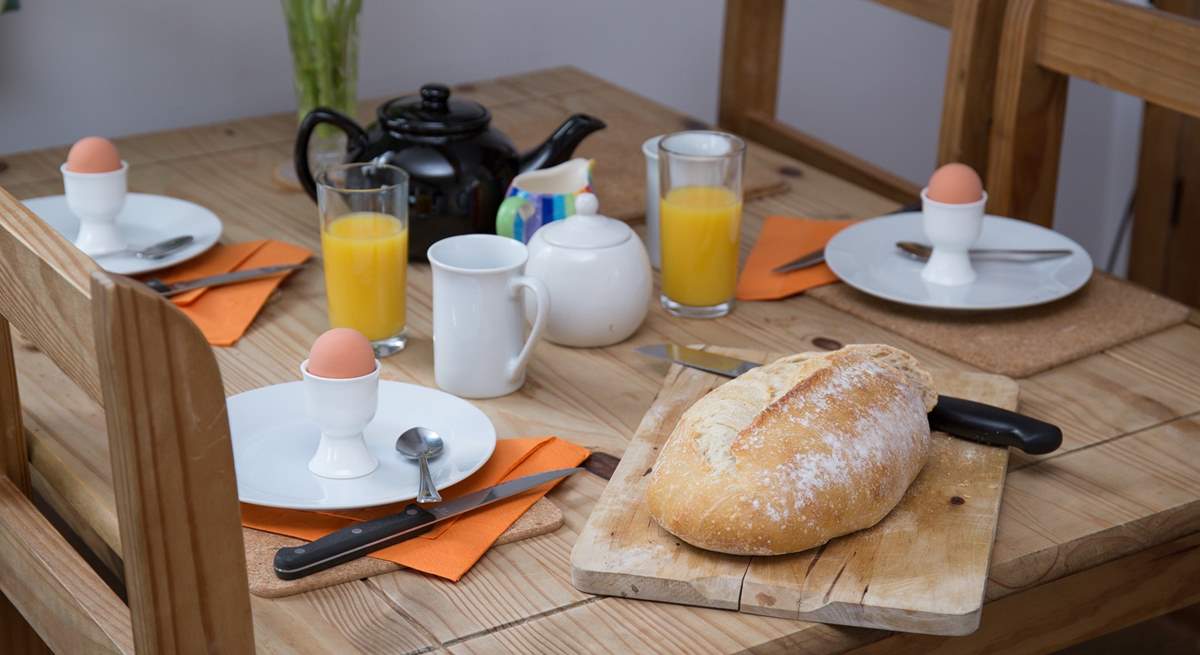 Planning the day's adventures over a healthy breakfast.