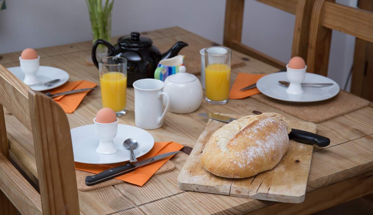 Planning the day's adventures over a healthy breakfast.