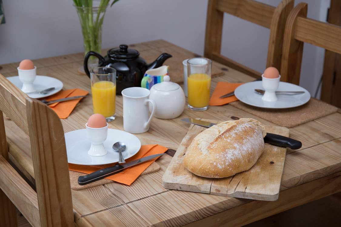 Planning the day's adventures over a healthy breakfast.