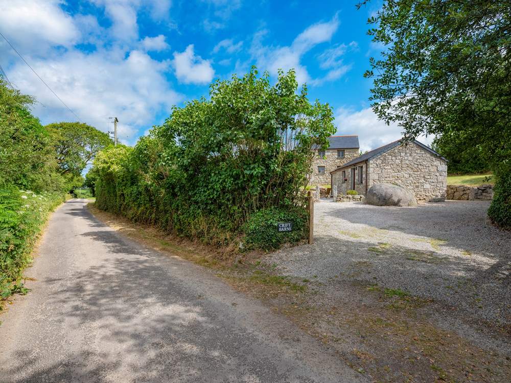 The entrance to Crift barns. Meadowsweet is in the foreground.