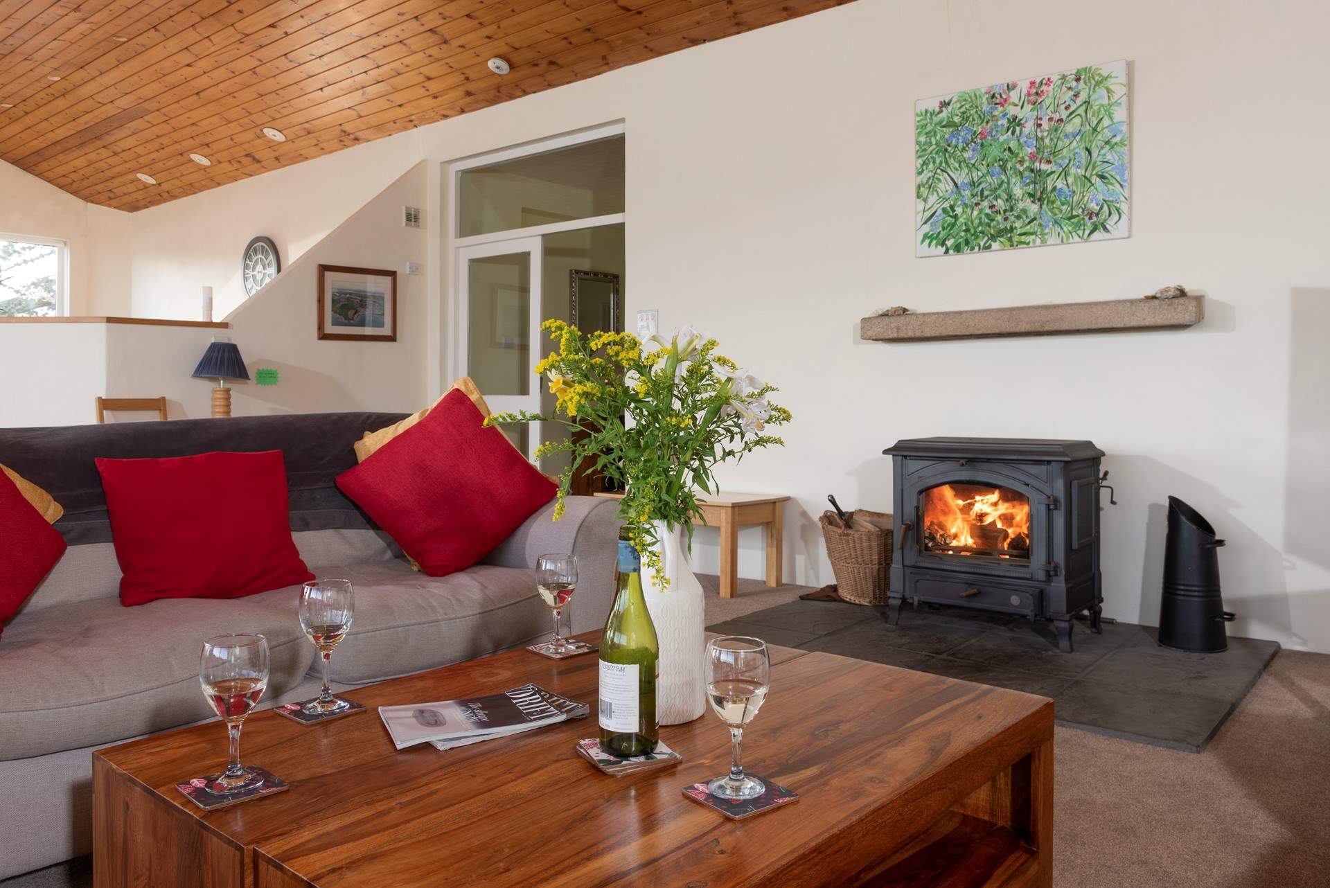 The wood-burner will keep everyone toasty warm whatever the weather outside.