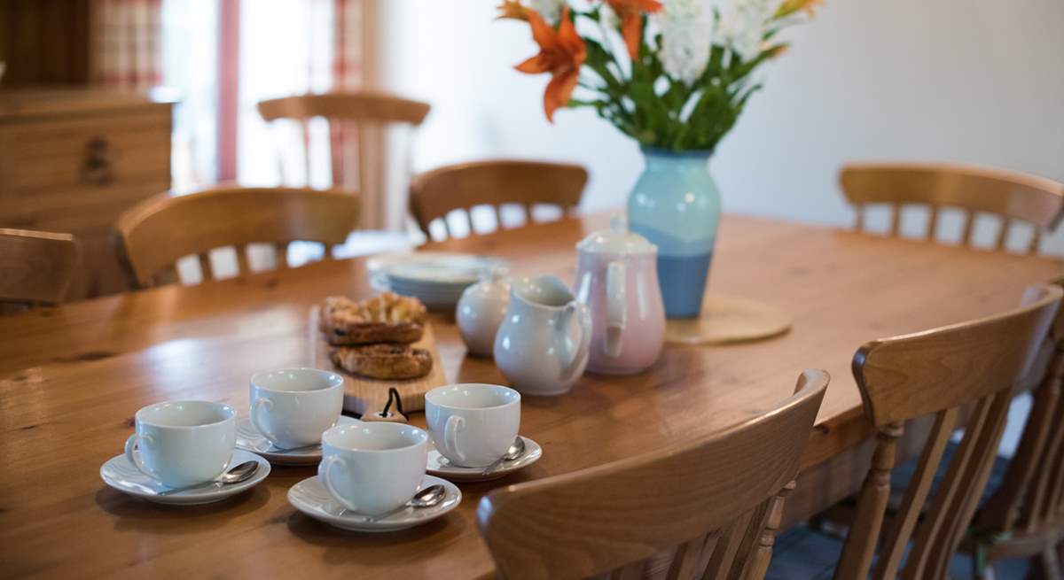 Room for all around the pine farmhouse table.