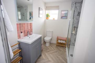 The family bathroom with a walk-in shower.