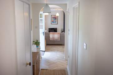Looking from the bedrooms to the living area.