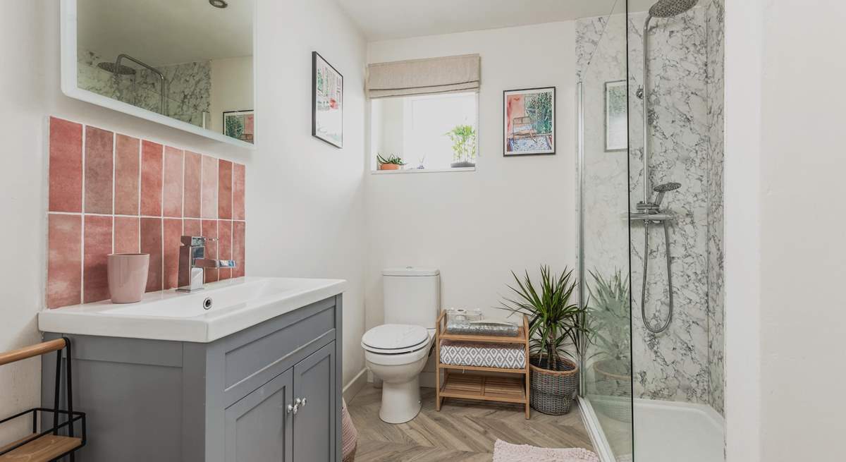 The family bathroom with a walk-in shower.