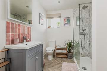 The family bathroom with a walk-in shower.
