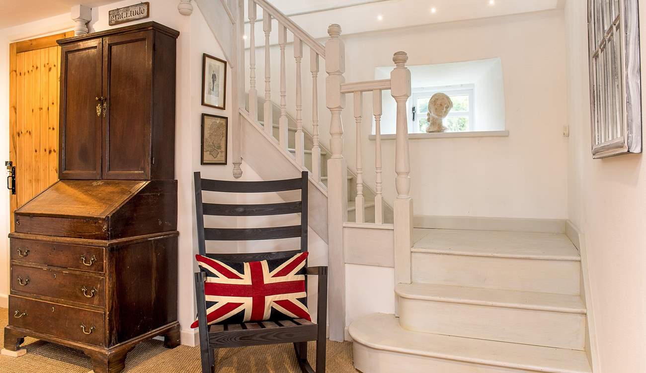 Upton Mill has reverse level accommodation, so the stairs lead up to the living area.