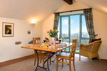 For more formal dining step up to the dining-room where you can take in the wonderful views.