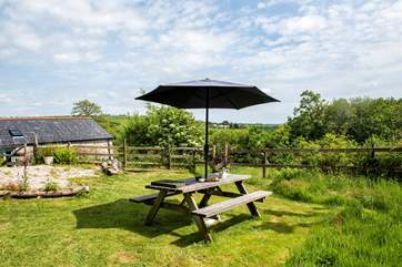 Enjoy meals in the best of the Cornish sunshine with that wonderful view as your backdrop