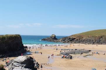 Trevone beach is family-friendly.