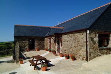The sheltered patio at Springfield Cottage.