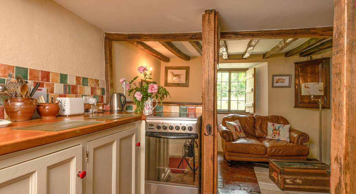 This is the bespoke fitted kitchen, perfectly in keeping with the cottage and its atmosphere.