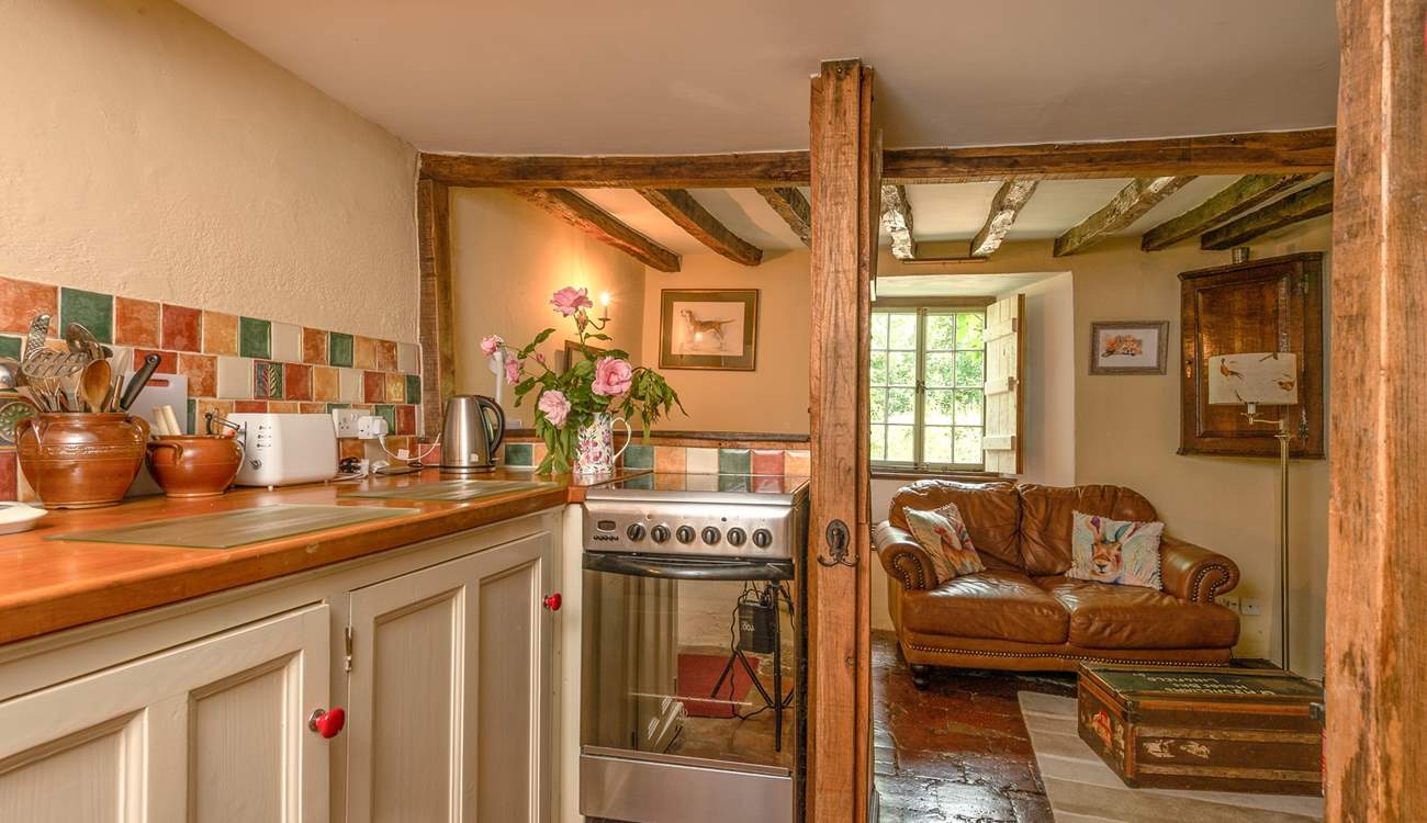 This is the bespoke fitted kitchen, perfectly in keeping with the cottage and its atmosphere.