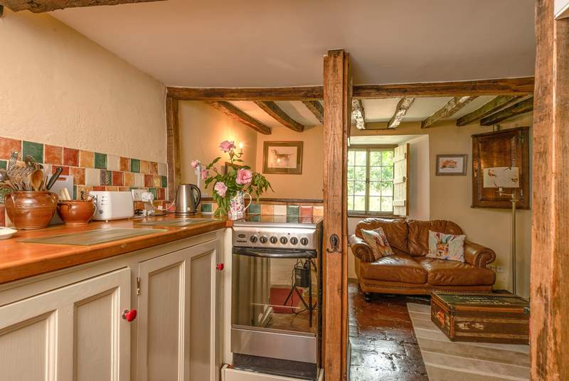 This is the bespoke fitted kitchen, perfectly in keeping with the cottage and its atmosphere.