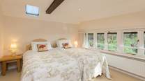 This is the second bedroom - also with a fabulous view towards the farmstead and the valley beyond it.