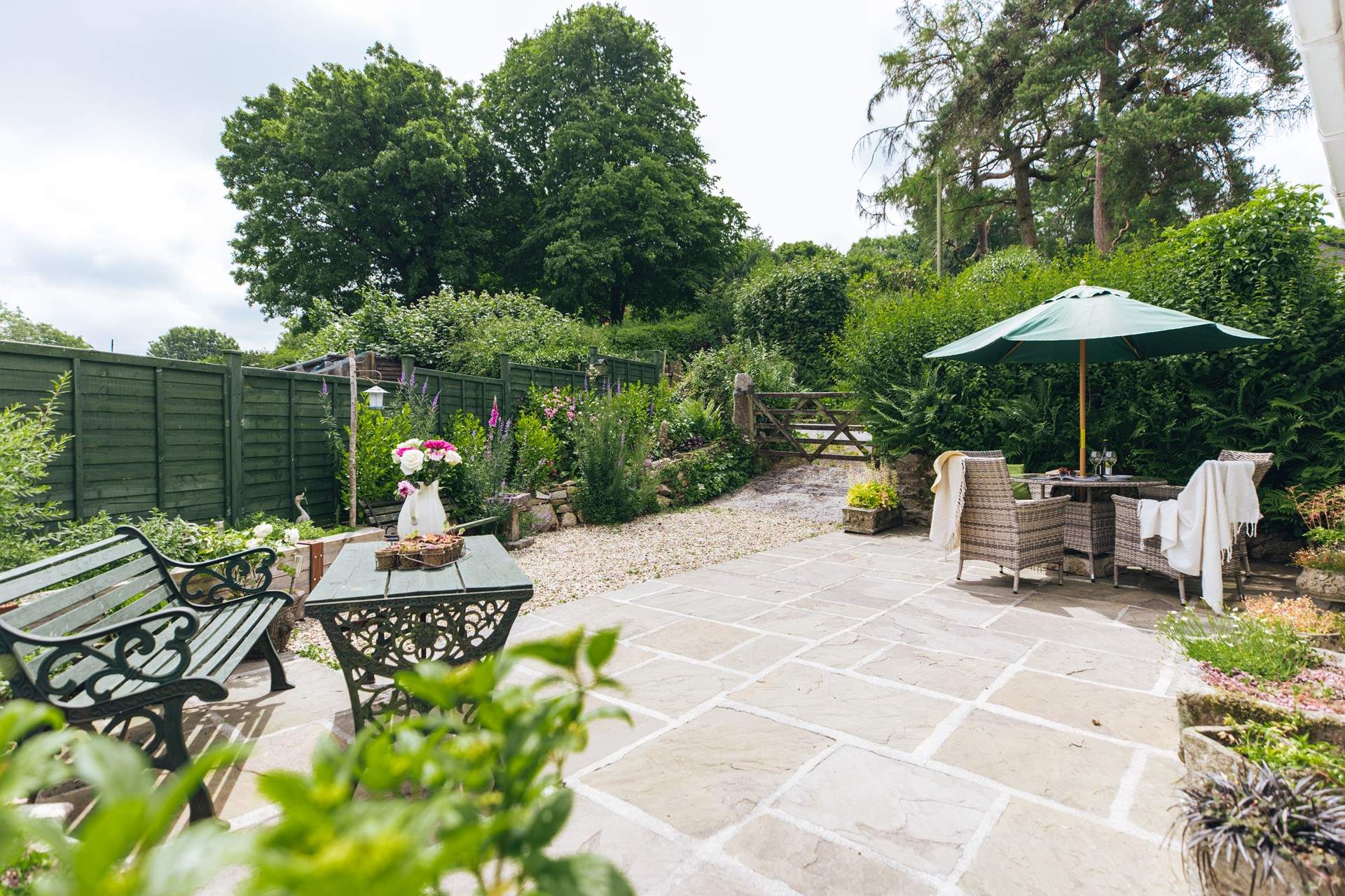The patio area has plenty of seating.