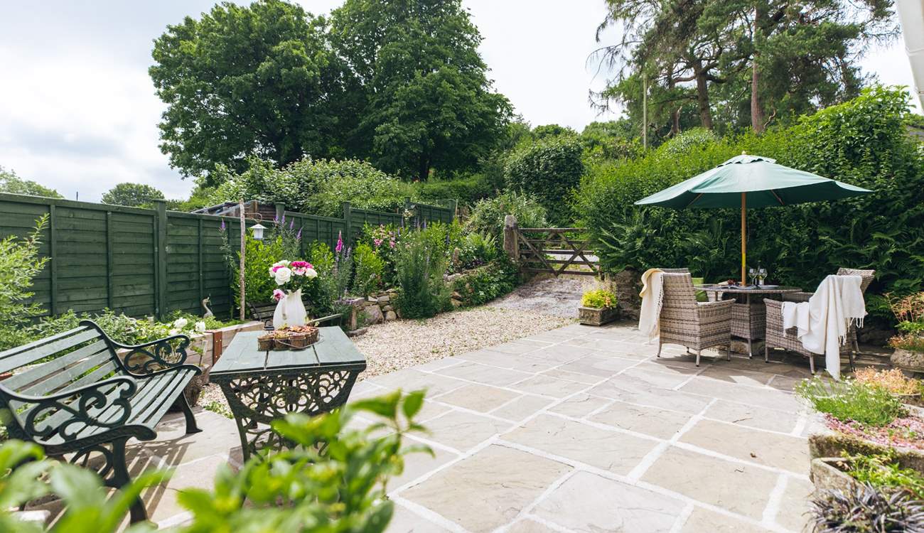 The patio area has plenty of seating.