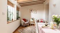 The dining-room is just off the kitchen.
