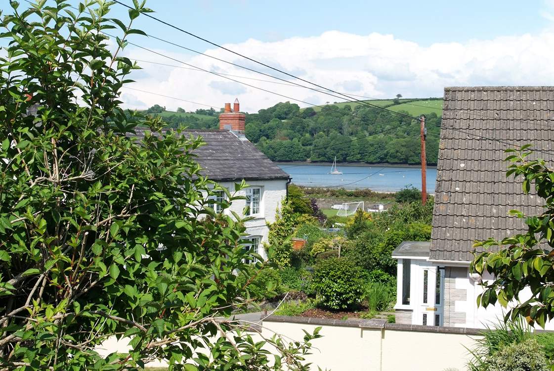 The view down to the river from the sitting-area at the side of the property.