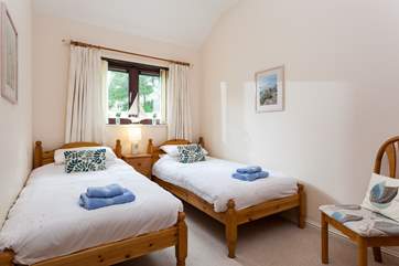 The twin bedroom is on the right when you enter the property.