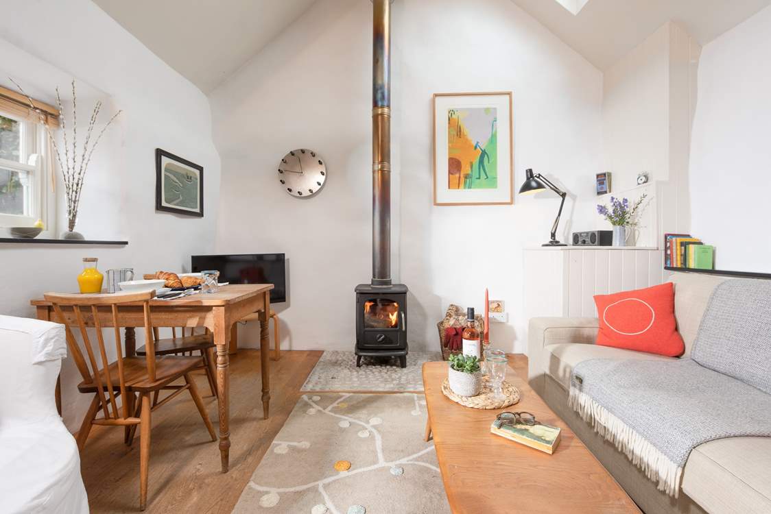 A warming wood-burner will keep you toasty.
