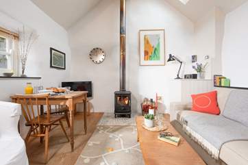 A warming wood-burner will keep you toasty.
