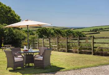 Enjoy lunch with a fabulous view. (Please note, the rattan garden furniture is available Easter to October).